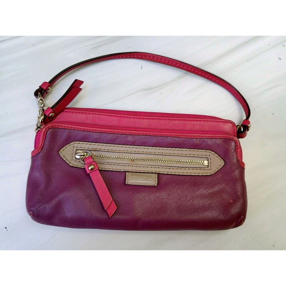 COACH Daisy Spectator Luxury Purple/Magenta Pink Leather Wallet Clutch Wristlet